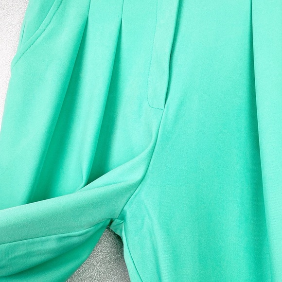 NastyGal Pleated Wide Leg High-Waist Utility Trousers Sea Mint Green NWOT Sz 4 - Picture 5 of 13